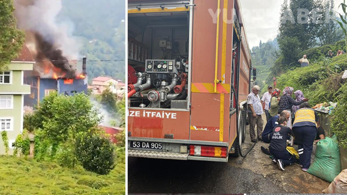 Rize'nin Güneysu ilçesi Kiremit köyünde özel bir çay fabrikasının bacasında yangın çıktı.<br>