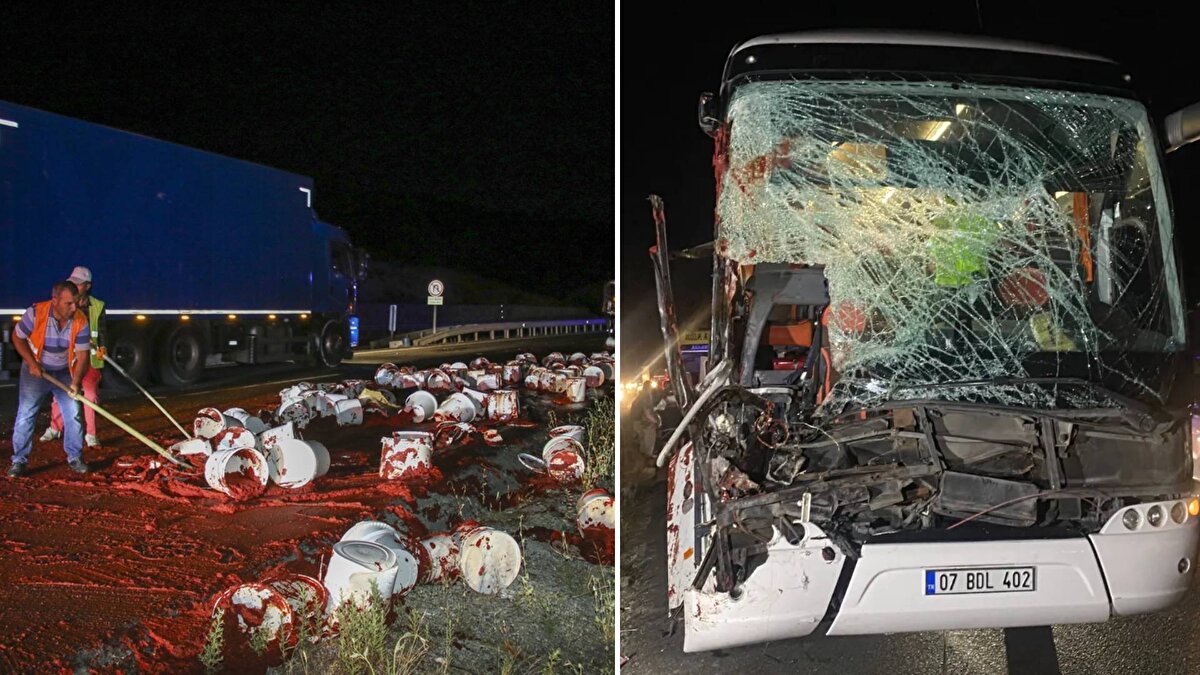 Uşak-Afyonkarahisar kara yolunda ilerleyen Varan Turizm firmasına ait S.Ç. yönetimindeki 07 BDL 402 plakalı yolcu otobüsü, Dumlupınar rampasında A.S. kontrolündeki 42 HAV 47 plakalı salça yüklü tıra arkadan çarptı.