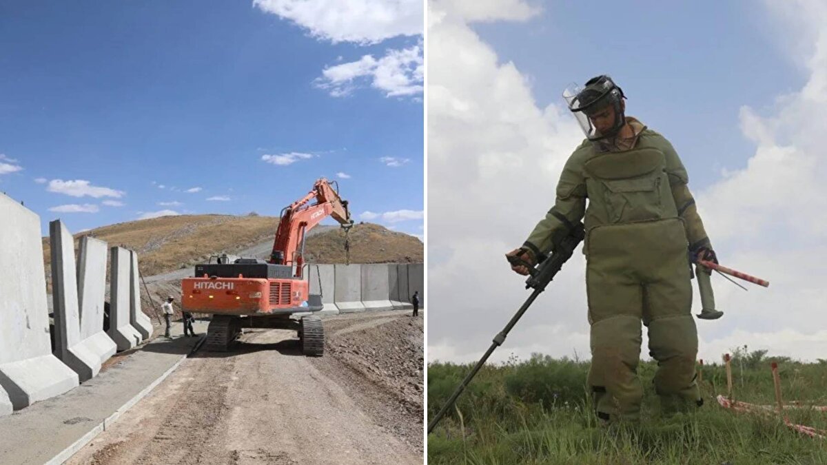 Van'ın İran sınırındaki Çaldıran ilçesinde başlatılan, Ağrı'nın Doğubayazıt ile Hakkari'nin Yüksekova ilçesi hattına kadar uzanan modüler duvar ve akıllı kule çalışmaları devam ediyor.