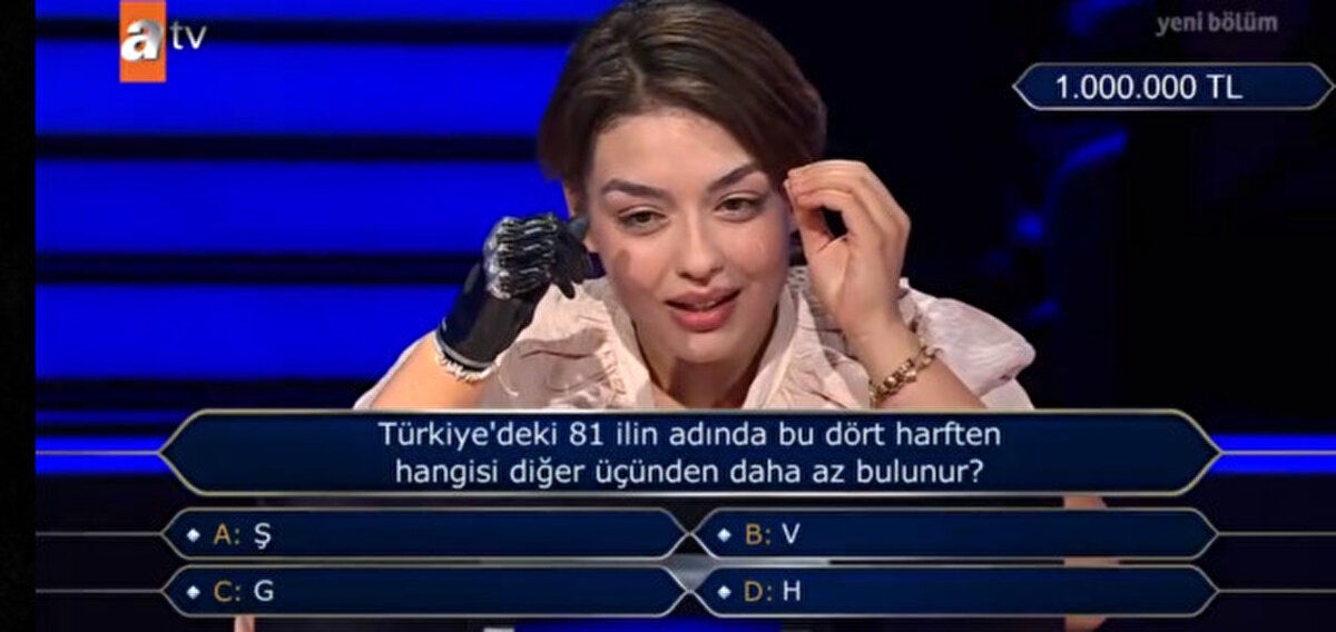 Kim Milyoner Olmak İster yarışmasında Rabia BirsenGöğercin, 1 milyonluk soruya gelmeyi başardı. Son soruda "Türkiye'deki 81 ilin adında bu dört harften hangisi diğer üçünden daha az bulunur?" sorusuyla karşılaşan yarışmacı, doğru cevabı vererek büyük ödüle ulaştı. Doğru cevabı verdiğini görünce büyük sevinç yaşayanGöğercin, gözyaşlarına hakim olamadı.<br><br>