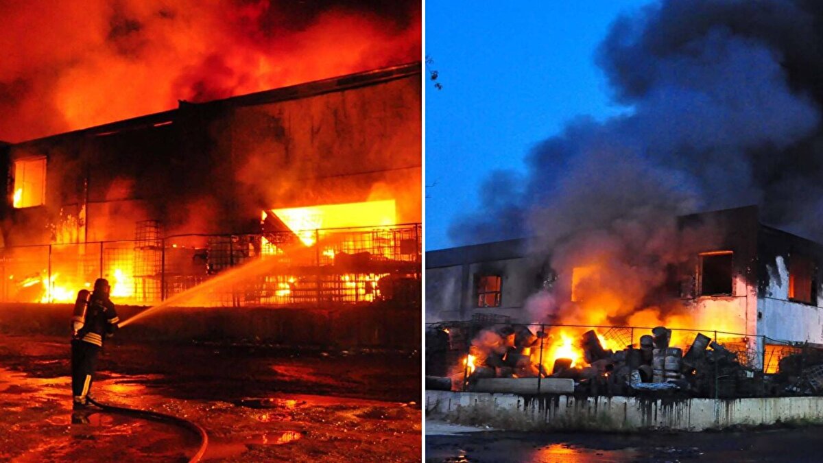 Yunusemre ilçesi Evrenos Mahallesi'ndeki atıl durumdaki atık ara depolama ve geri dönüşüm tesisinde, 9 Eylül'de saat 04.30 sıralarında yangın çıktı.