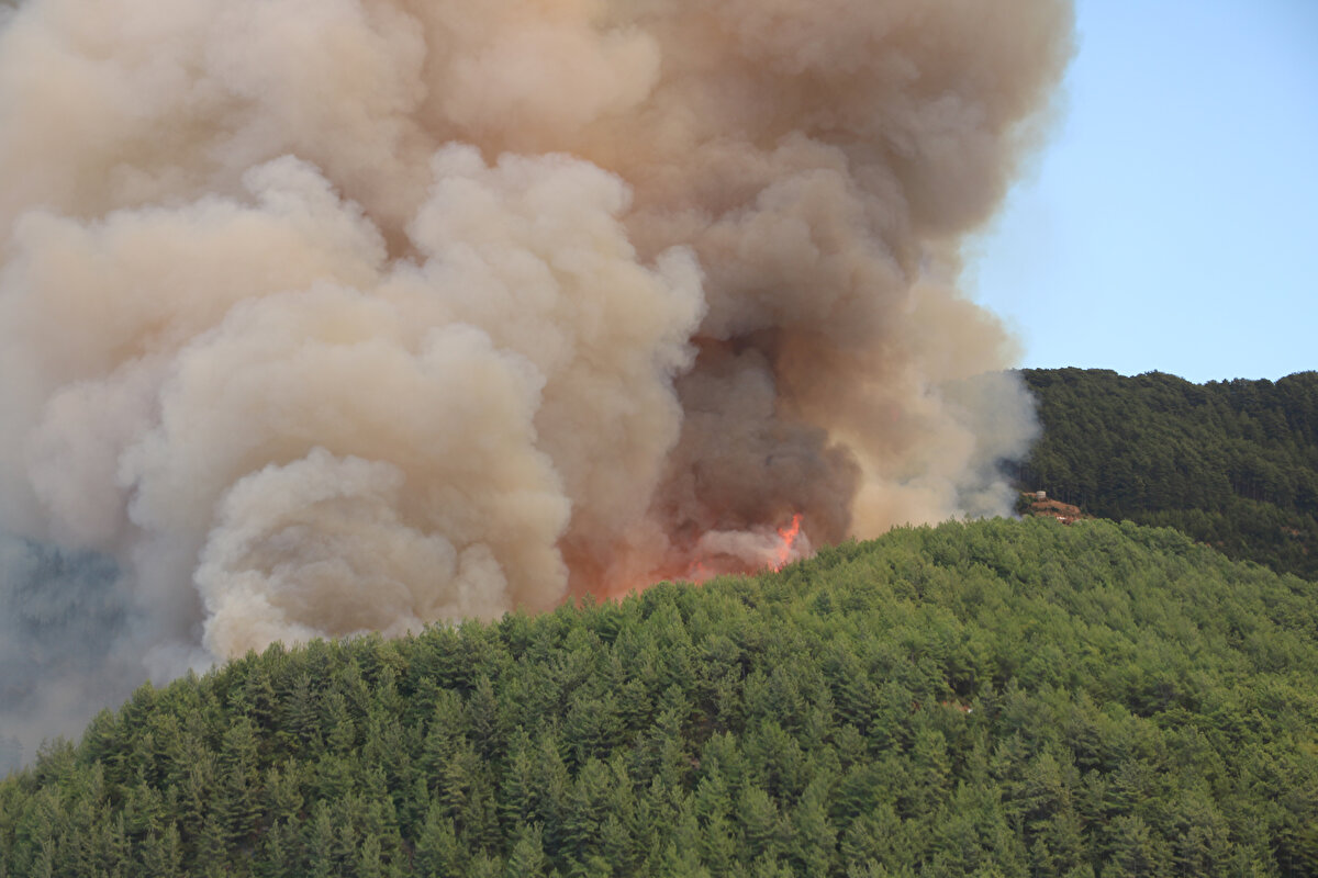 Ekipleri kontrol altına aldığı bazı noktalarda yeniden alevlerin yükseldiği görüldü.<br><br>