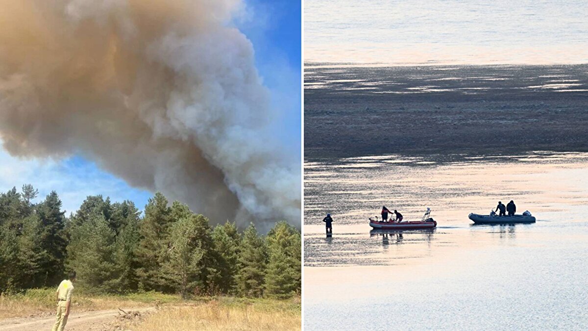 İzmr'in Menderes ilçesinde dün öğle saatlerinde çıkan orman yangını devam ederken, alevlere müdahalede kullandığı suyu aldığı Tahtalı Barajı'na düşen ve 1 mürettebatın yüzerek karaya çıktığı, gece görüşlü yangın söndürme helikopterlerindeki 3 mürettebat için başlatılan arama-kurtarma çalışması sürüyor.<br><br>