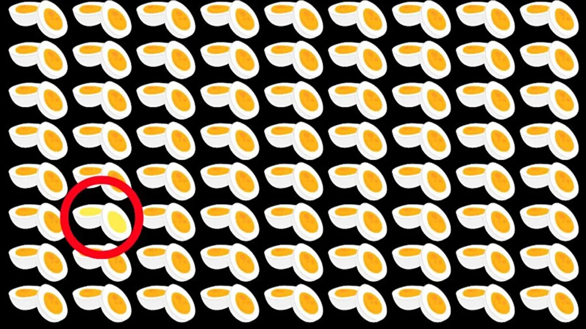 Optik illüzyonlu bir zeka testi olan bu görselde farklı olan yumurtayı bulmayı başaranları tebrik ederiz. Eğer doğru yanıta 10 saniyede ulaşamadıysanız işte zeka bulmacasının doğru çözümü:<br><br>