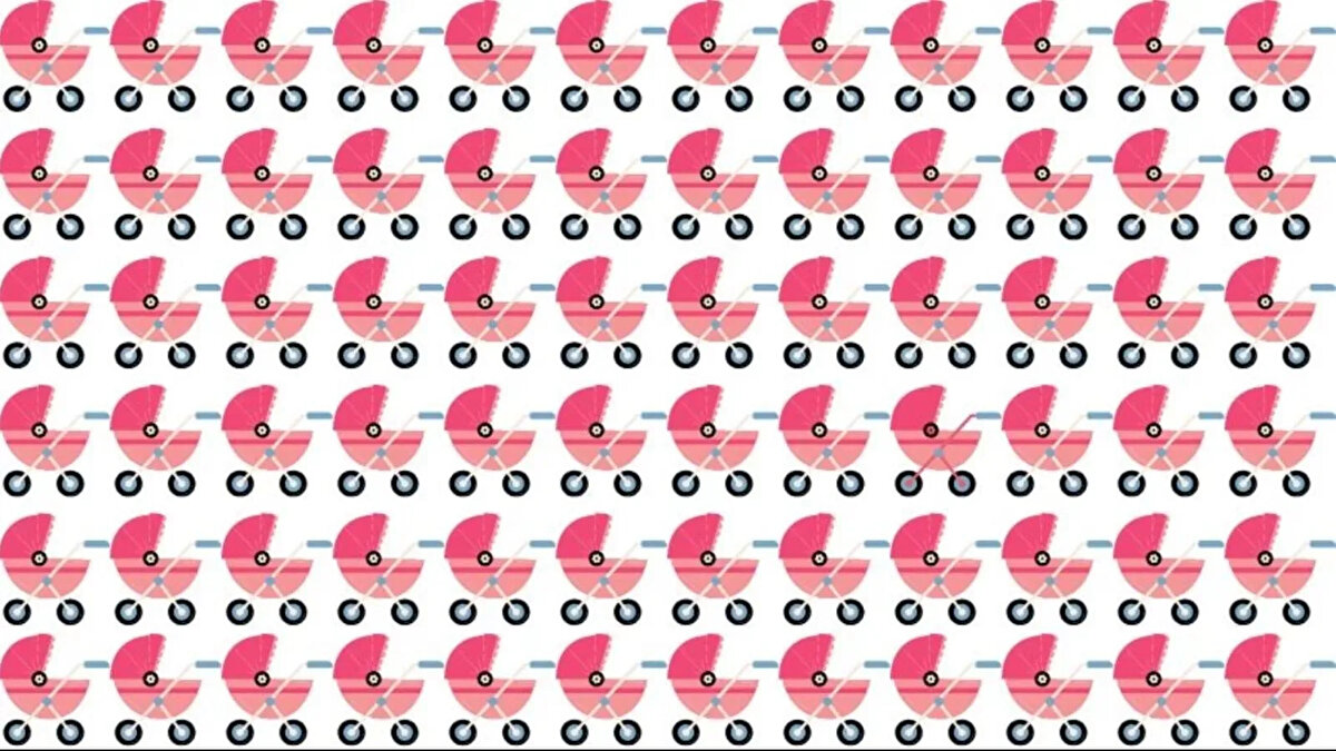 Optik illüzyonlu bir zeka testi ile daha sizlerleyiz. Bu resimde yer alan farklı bebek arabasını bulmak için bir dah olmak gerekiyor. Deneyen her 100 kişiden 98'inin yanıldığı zeka testinde doğru sonuca ulaşabilecek misiniz?<br><br>Optik illüzyonlu bir zeka testi olan bu görselde farklı bebek arabasını bulmak için süreniz 15 saniye. Ancak farklı olan bebek arabasını bulmak düşündüğünüzden daha zor olacak. <br><br>Yalnızca yüksek IQ'su olanların 15 saniyeden kısa sürede çözdüğü zeka testinde kendine güvenenler için süre şimdi başlıyor. <br><br>Resimdeki farklı bebek arabasını bulamayanlar haberimizin sonraki sayfasından doğru yanıta ulaşabilirler.