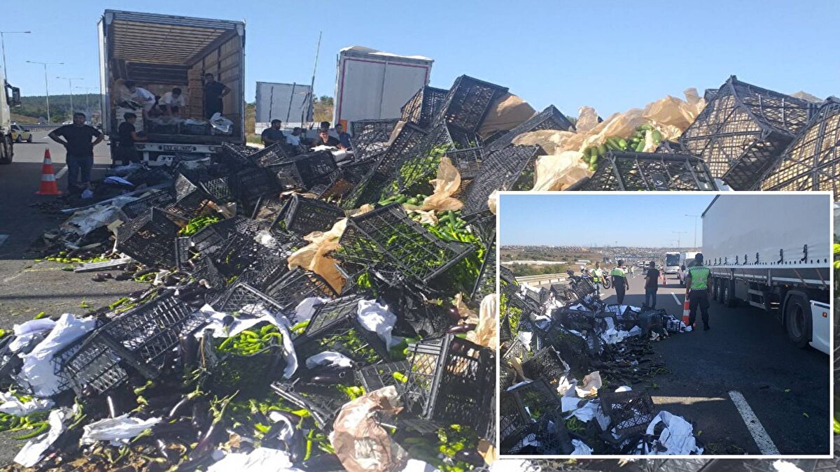 Kuzey Marmara Otoyolu İstanbul istikametinde seyir halindeki Yusuf H'nin kullandığı 52 KM 718 plakalı tırın dorsesi, Pendik Kurnaköy-2 gişelerini geçtikten sonra kupa kısmından ayrılarak bariyerlerin üzerine devrildi.<br><br>