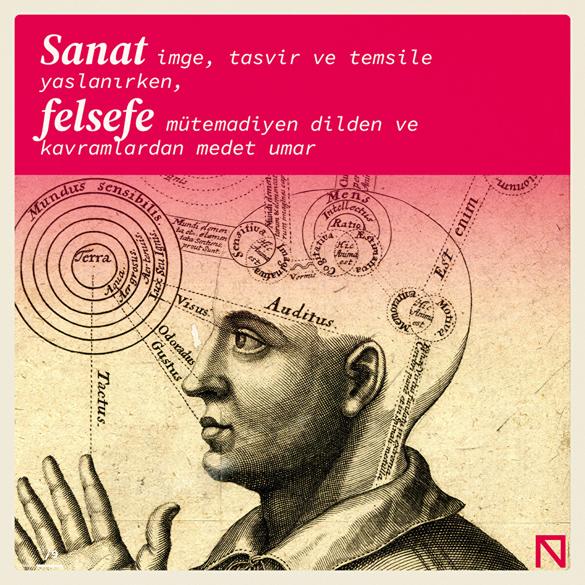 Sanat duyguların/ duygulanımların düzenine, felsefe aklın/ mantığın düzenine tabidir son tahlilde