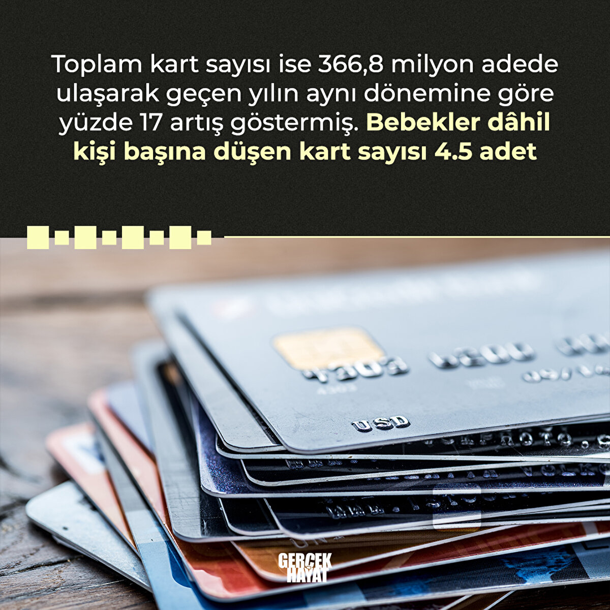 Bebekler dâhil kişi başına düşen kart sayısı 4.5 adet