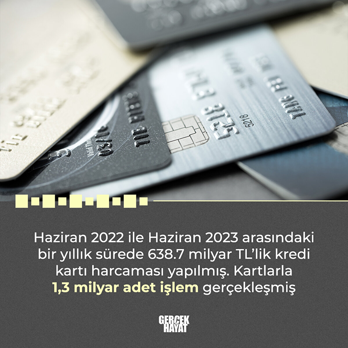 Kartlarla 1,3 milyar adet işlem gerçekleşmiş