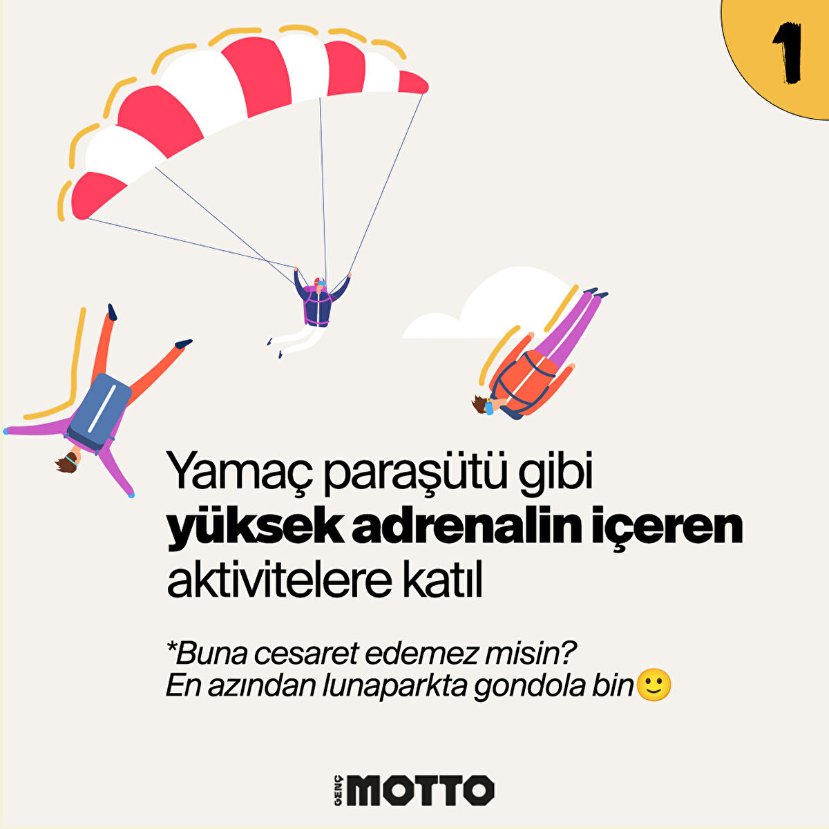 Yamaç paraşütü gibi yüksek adrenalin içeren aktivitelere katıl