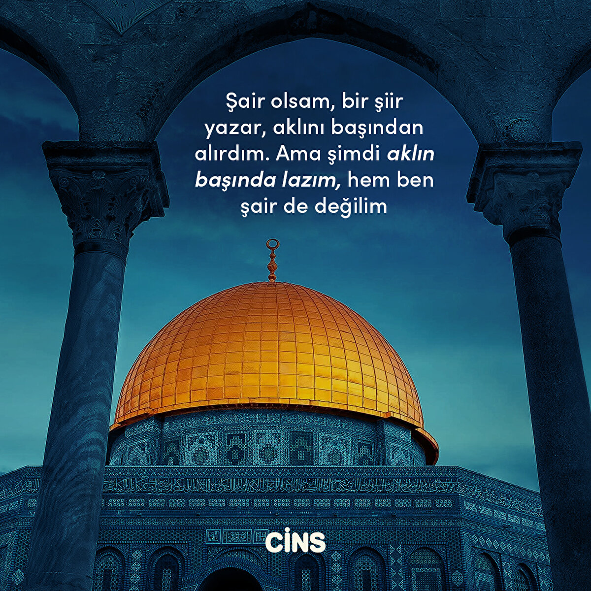 Şair olsam, bir şiir yazar, aklını başından alırdım. Ama şimdi aklın başında lazım, hem ben şair de değilim