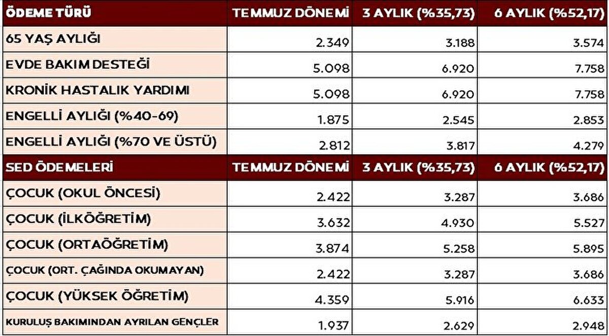 Sosyal destek ödemeleri