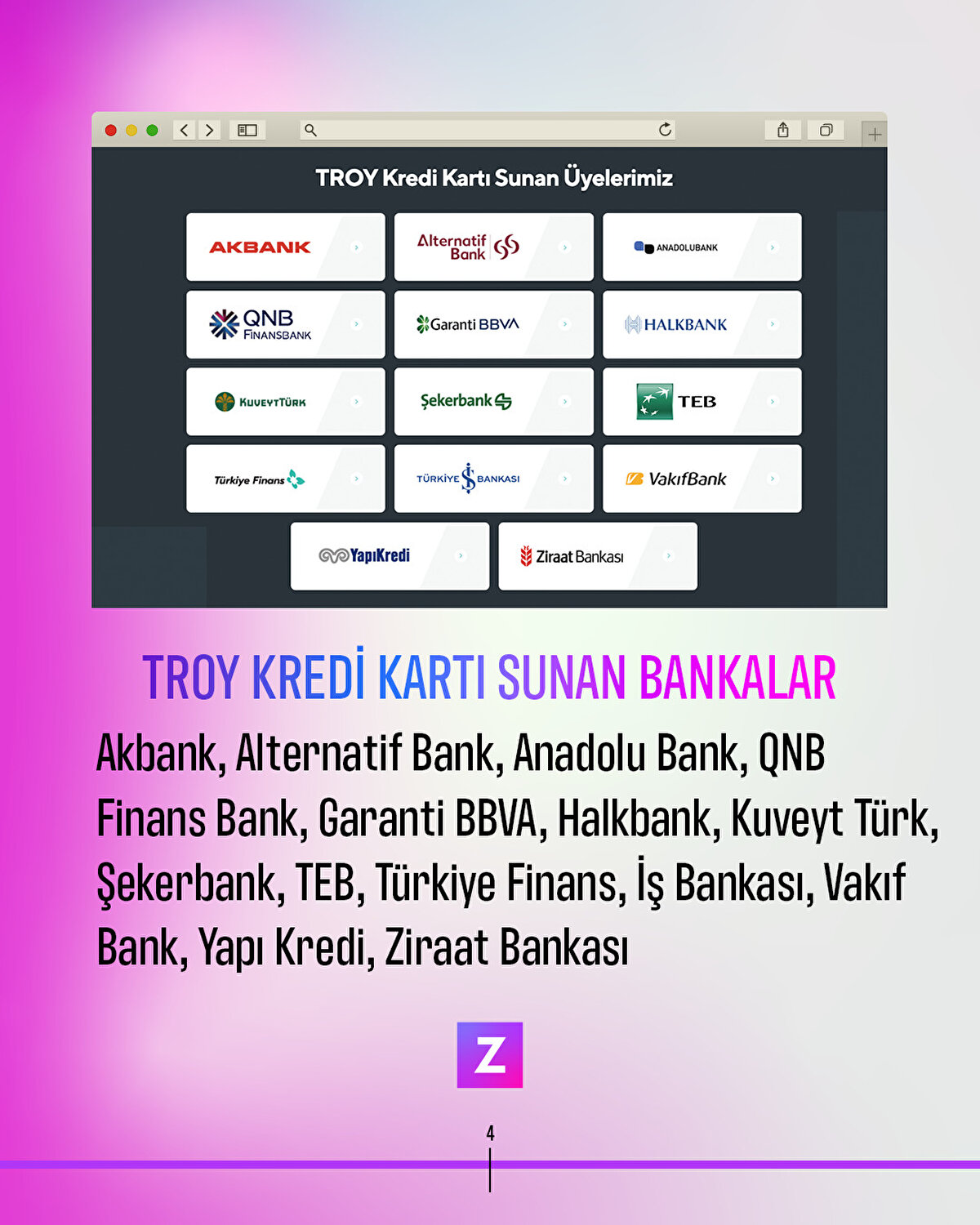 Troy kredi kartı sağlayan bankalar