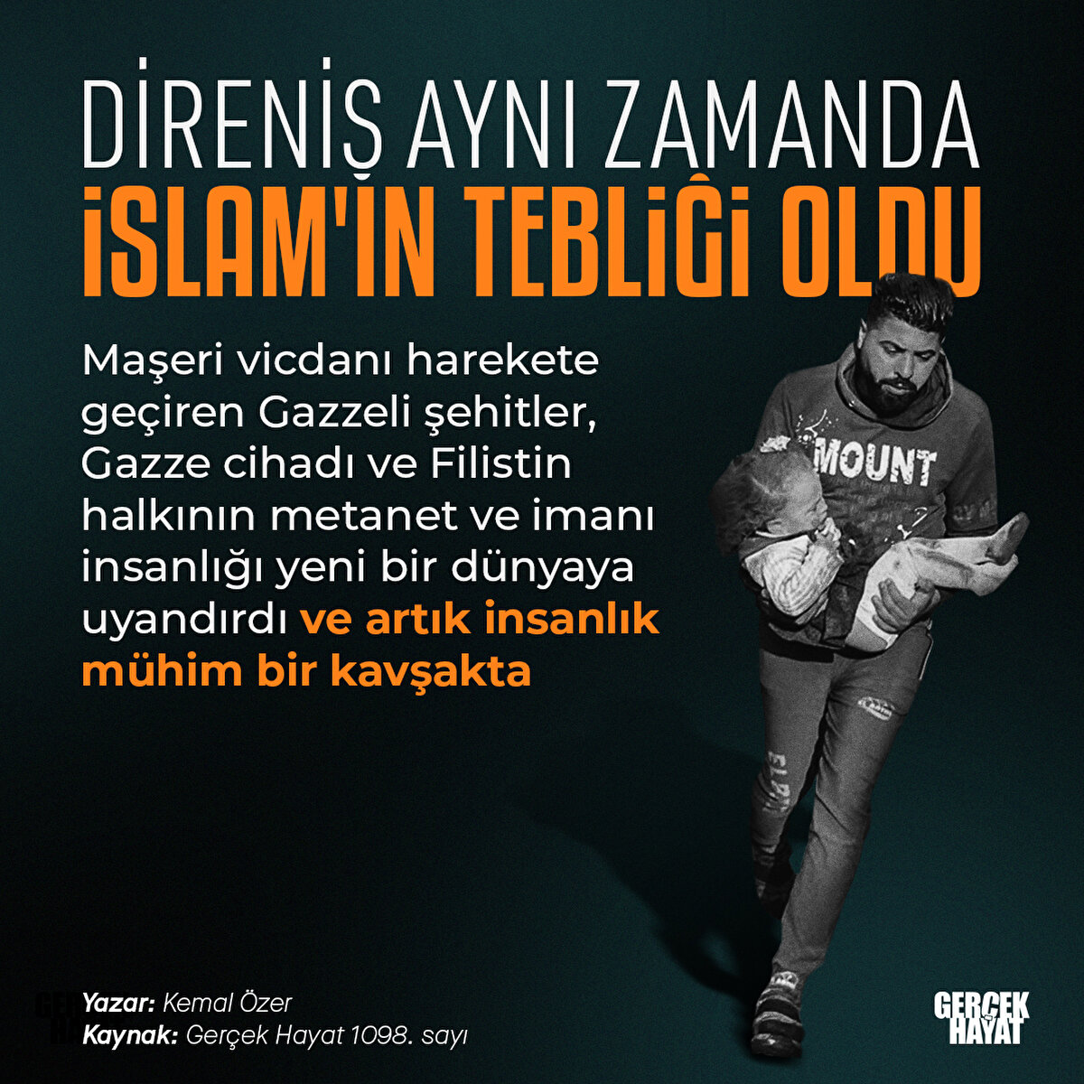 Filistin halkının metanet ve imanı insanlığı yeni bir dünyaya uyandırdı ve artık insanlık mühim bir kavşakta