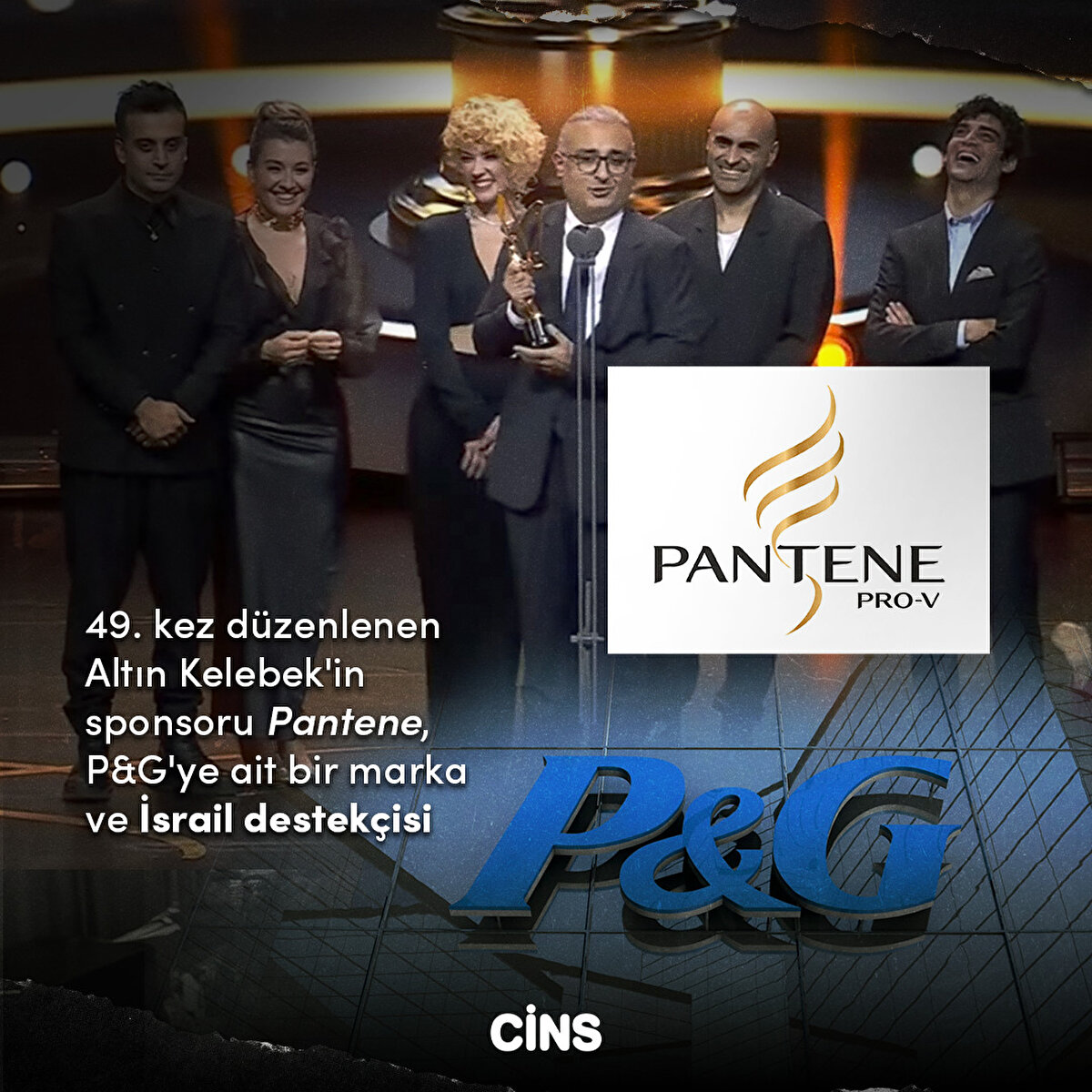 kez düzenlenen Altın Kelebek'in sponsoru Pantene, P&G'ye ait bir marka ve İsrail destekçisi
