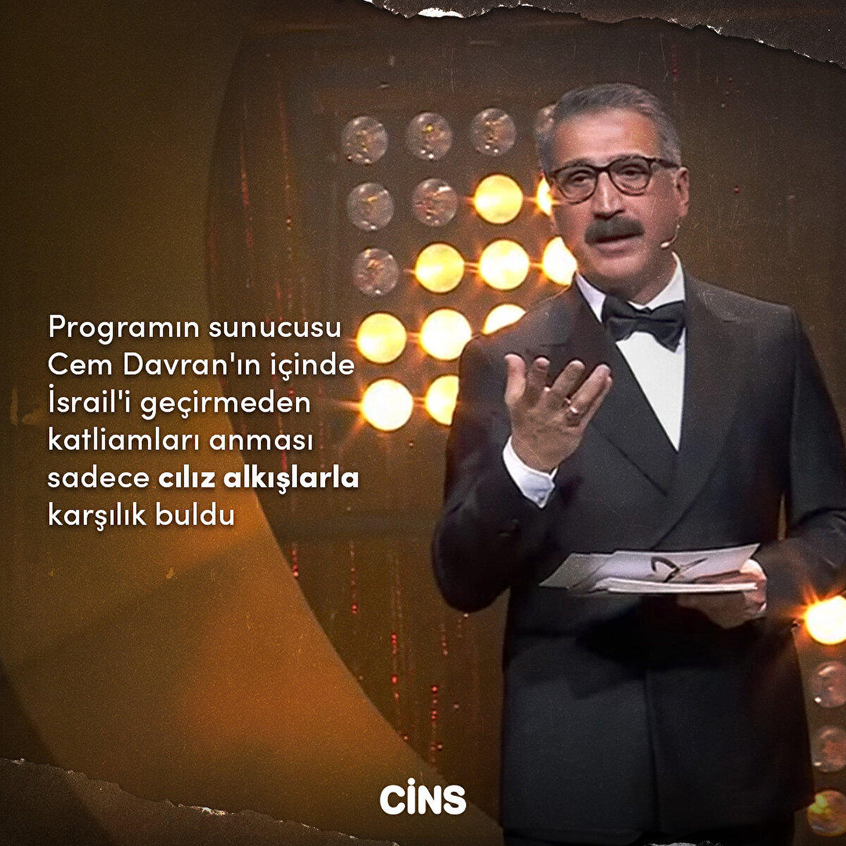 Programın sunucusu Cem Davran'ın içinde İsrail'i geçirmeden katliamları anması sadece cılız alkışlarla karşılık buldu
