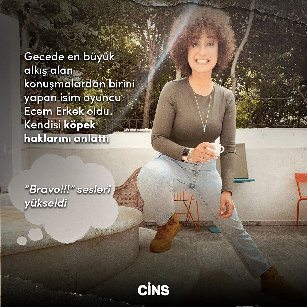 Gecede en büyük alkış alan konuşmalardan birini yapan isim oyuncu Ecem Erkek oldu. Kendisi köpek haklarını anlattı
