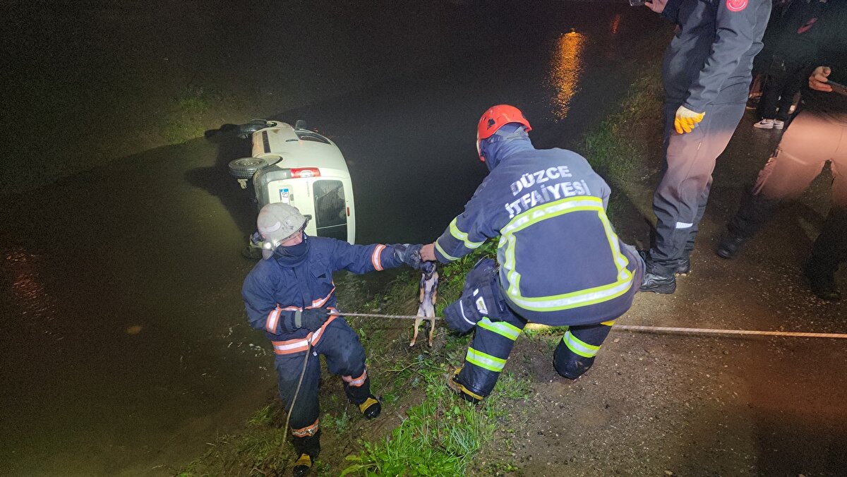 Kurtarılan 4 kişiden yaralanan olmazken, araçta bulunan şivava cinsi evcil köpek ise öldü.