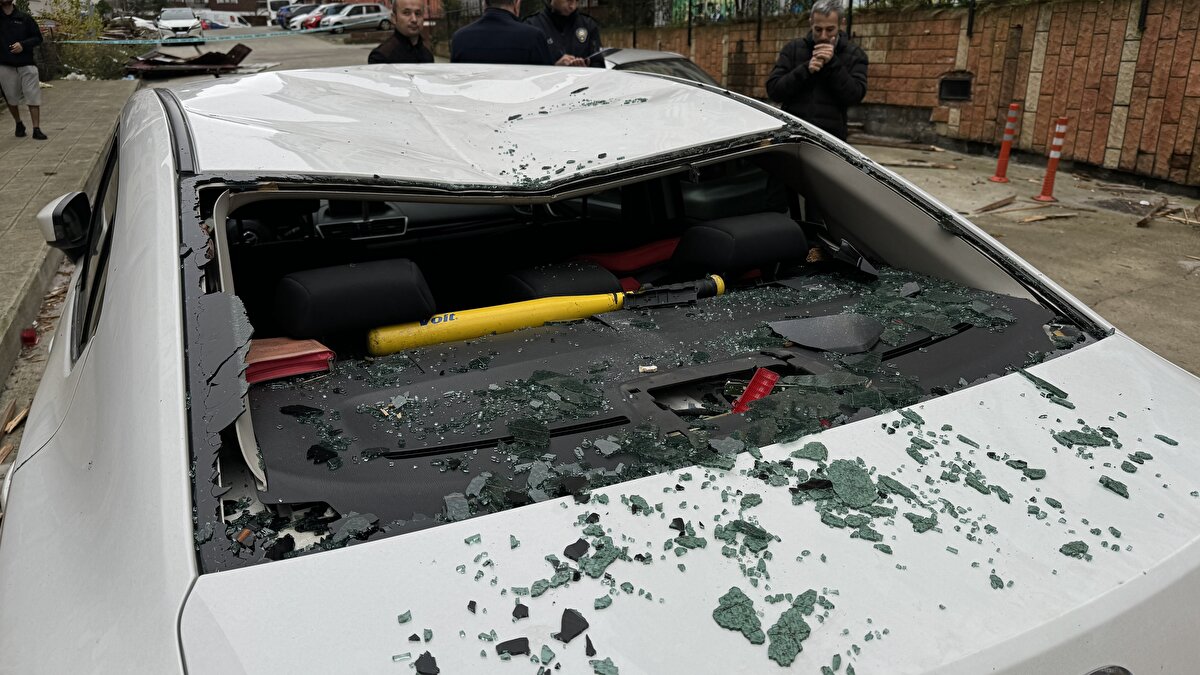 Fındıklı ilçesi Merkez Mahallesi'ndeki bazı araçlarda da hasar oluştu.