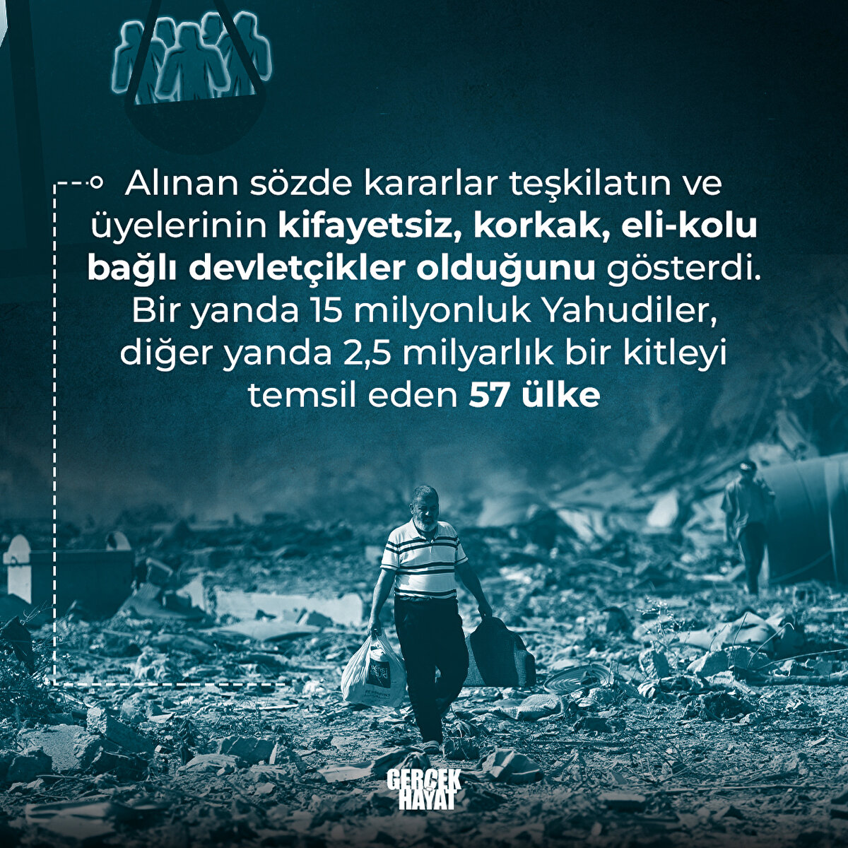 Bir yanda 15 milyonluk Yahudiler, diğer yanda 2,5 milyarlık bir kitleyi temsil eden 57 ülke