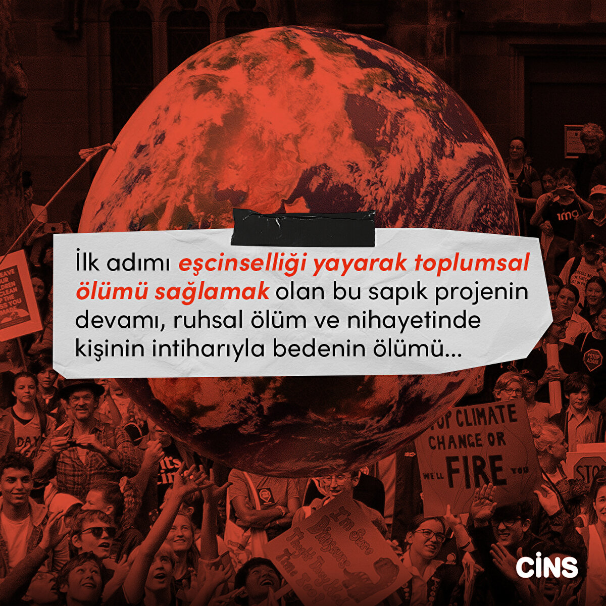 İlk adımı eşcinselliği yayarak toplumsal ölümü sağlamak olan bu sapık projenin devamı, ruhsal ölüm ve nihayetinde kişinin intiharıyla bedenin ölümü...