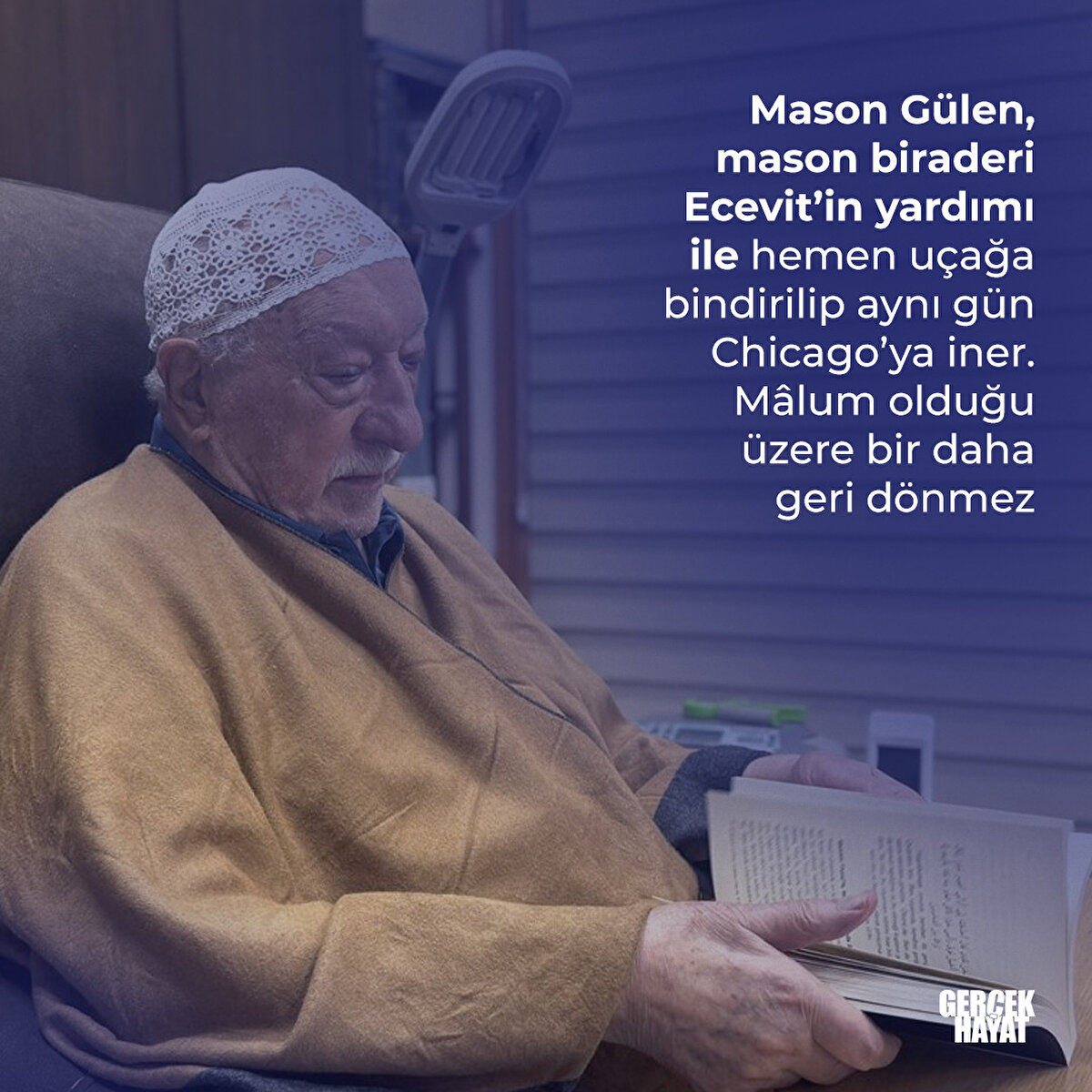 Mason Gülen, mason biraderi Ecevit’in yardımı ile hemen uçağa bindirilip aynı gün Chicago’ya iner