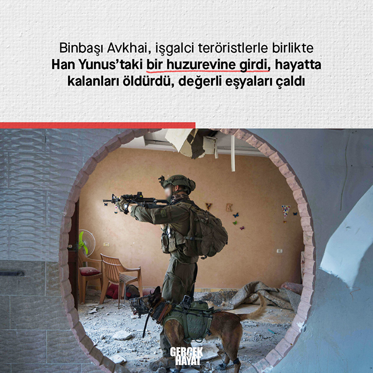 Binbaşı Avkhai, işgalci teröristlerle birlikte Han Yunus’taki bir huzurevine girdi
