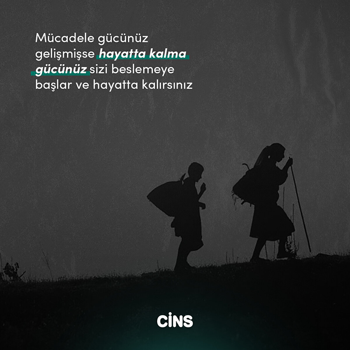 Mücadele gücünüz gelişmişse hayatta kalma gücünüz sizi beslemeye başlar ve hayatta kalırsınız