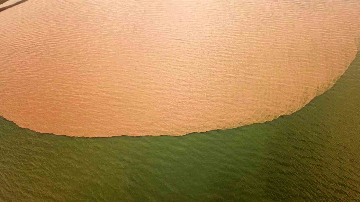 Yağış sonrası sel suları dere yataklarından Van Gölü’ne döküldü.