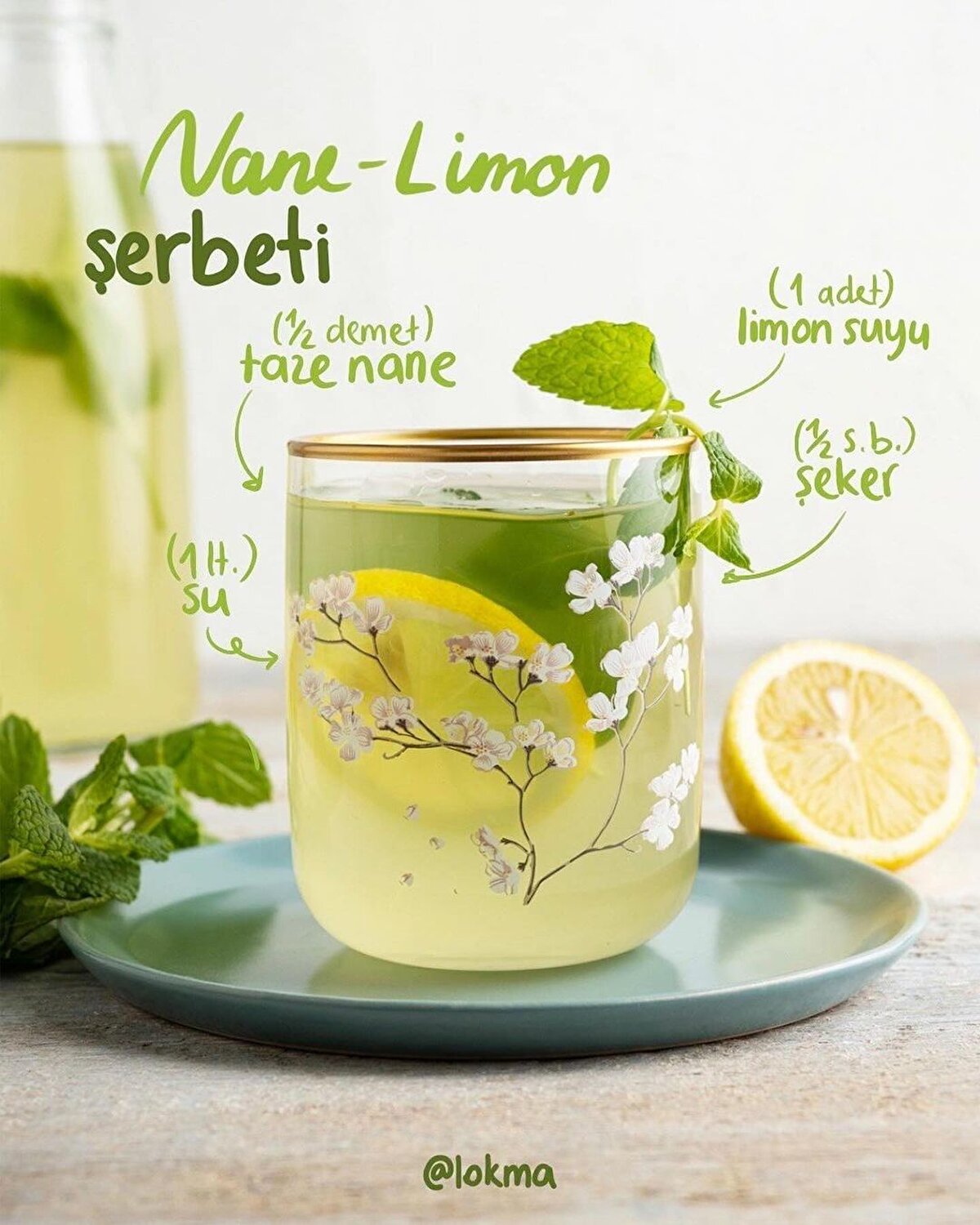 &#127793;Nane Limon ŞerbetiMalzemeler2 adet limon suyu&#189; demet taze nane1 su bardağı toz şeker2 litre suHazırlanışı:-Bir havanda limon suyu, taze nane ve toz şekeri iyice d&#246;v&#252;n.-Ağzı kapalı şekilde en az 4 saat bekletin.-Bu karışımı kaynatın ve s&#252;zd&#252;rd&#252;kten sonra soğuk olarak servis edin.