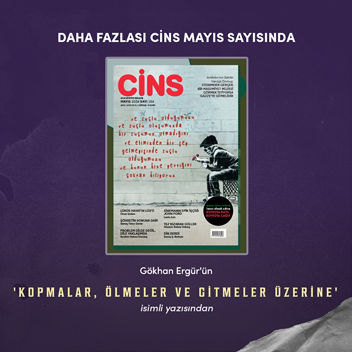 Gökhan Ergür'ün 'Kopmalar, ölmeler ve gitmeler üzerine' isimli yazısından