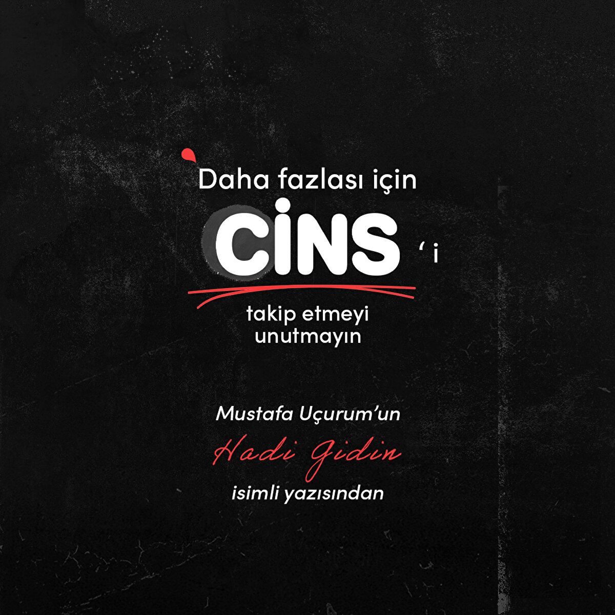 Mustafa Uçurum'un 'Hadi Gidin' isimli yazısından 