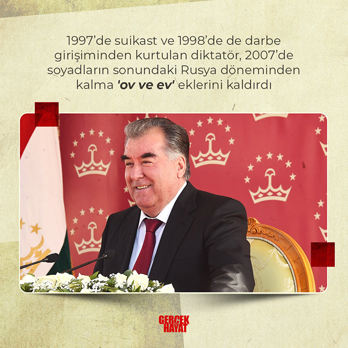 2007’de soyadların sonundaki Rusya döneminden kalma 'ov ve ev' eklerini kaldırdı