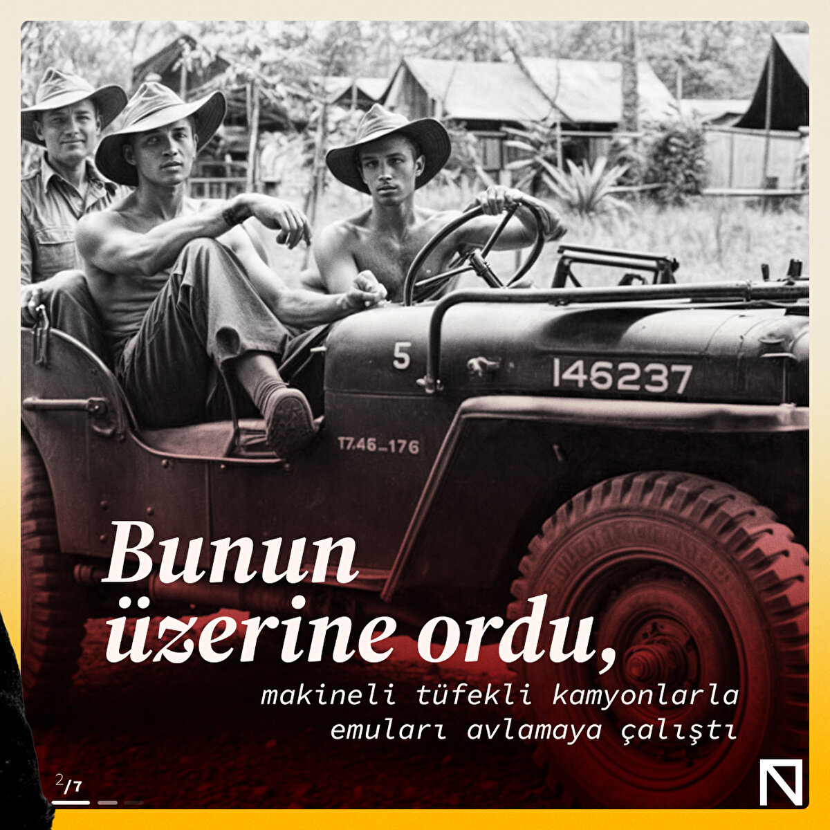 Bunun üzerine ordu, makineli tüfekli kamyonlarla emuları avlamaya çalıştı