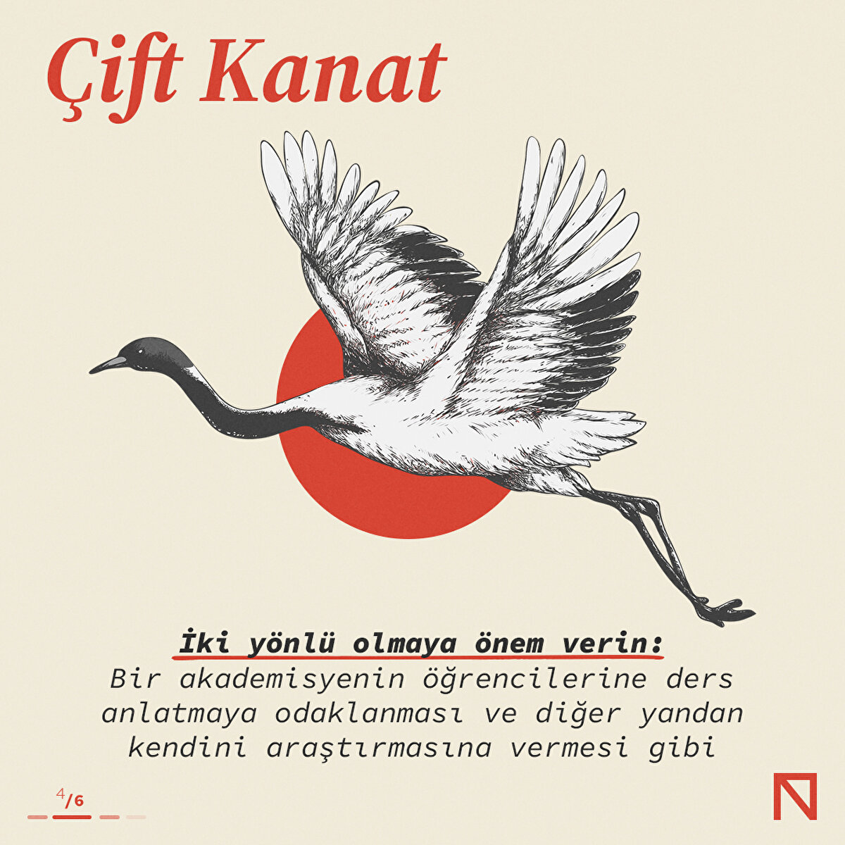 🔹 Çift Kanat: İki yönlü olmaya önem verin: Bir akademisyenin öğrencilerine ders anlatmaya odaklanması ve diğer yandan kendini araştırmasına vermesi gibi
