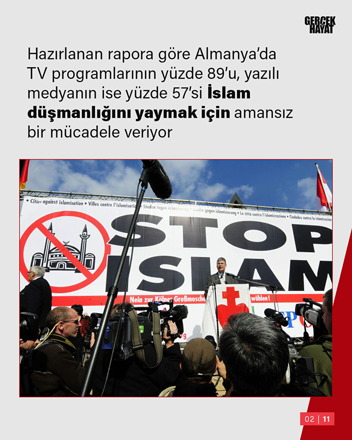 Almanya’da TV programlarının yüzde 89’u, yazılı medyanın ise yüzde 57’si İslam düşmanlığını yaymak için amansız bir mücadele veriyor
