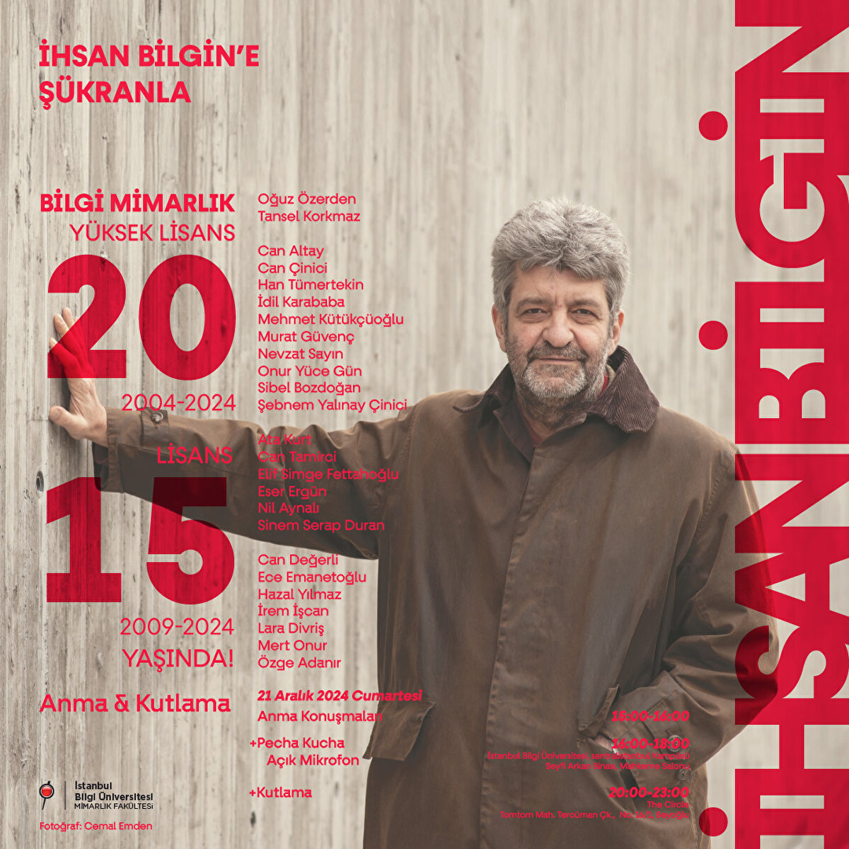 İhsan Bilgin’e Şükranla: BİLGİ Mimarlık Fakültesi 15., Yüksek Lisans Programı 20. yaşını kutluyor!