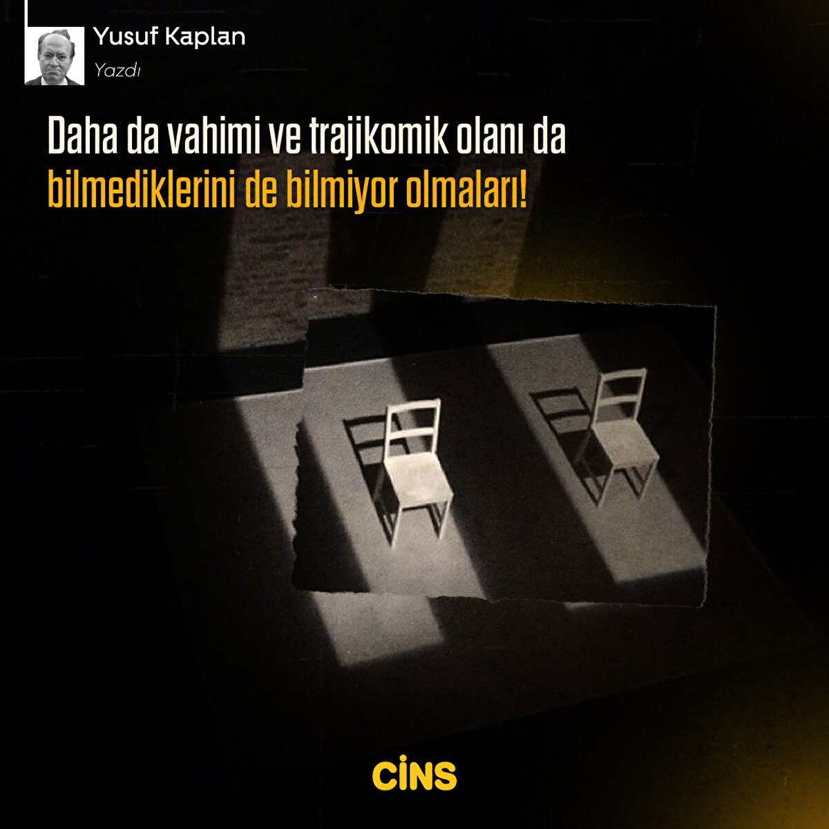 Daha da vahimi ve trajikomik olanı da bilmediklerini de bilmiyor olmaları!