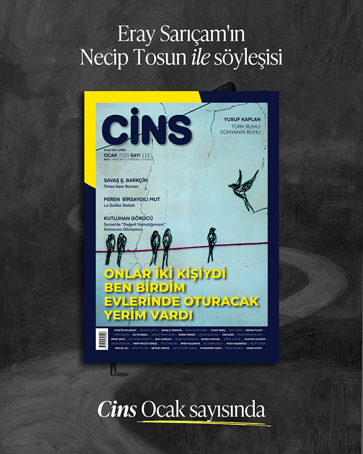 Eray Sarıçam'ın Necip Tosun ile söyleşisi Cins Ocak sayısında