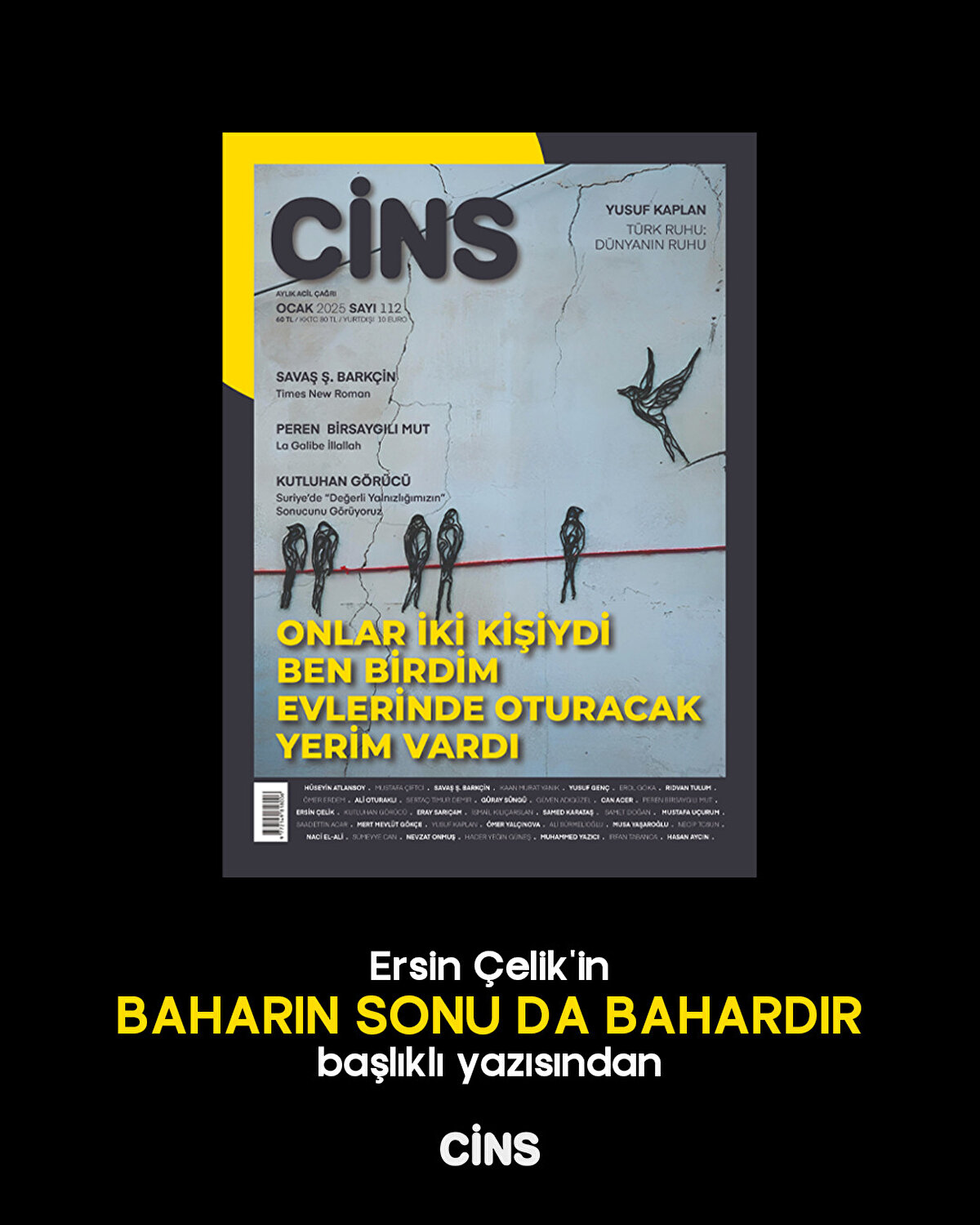 Ersin Çelik'in BAHARIN SONU DA
BAHARDIR başlıklı yazısından
