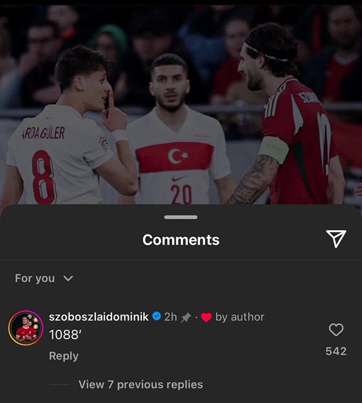 HAZMEDEMEDİ <br>Hem yenilerek B Ligi'ne düşmeyi hem de Arda Güler'in hareketini kendine yediremeyen Dominik Szoboszlai maçtan sonra olay bir yorum yaptı. Bir Macar haber sitesinin Arda Güler'in sus işareti yaptığı fotoğrafın paylaşımına " 1088'" yorumunu yaptı