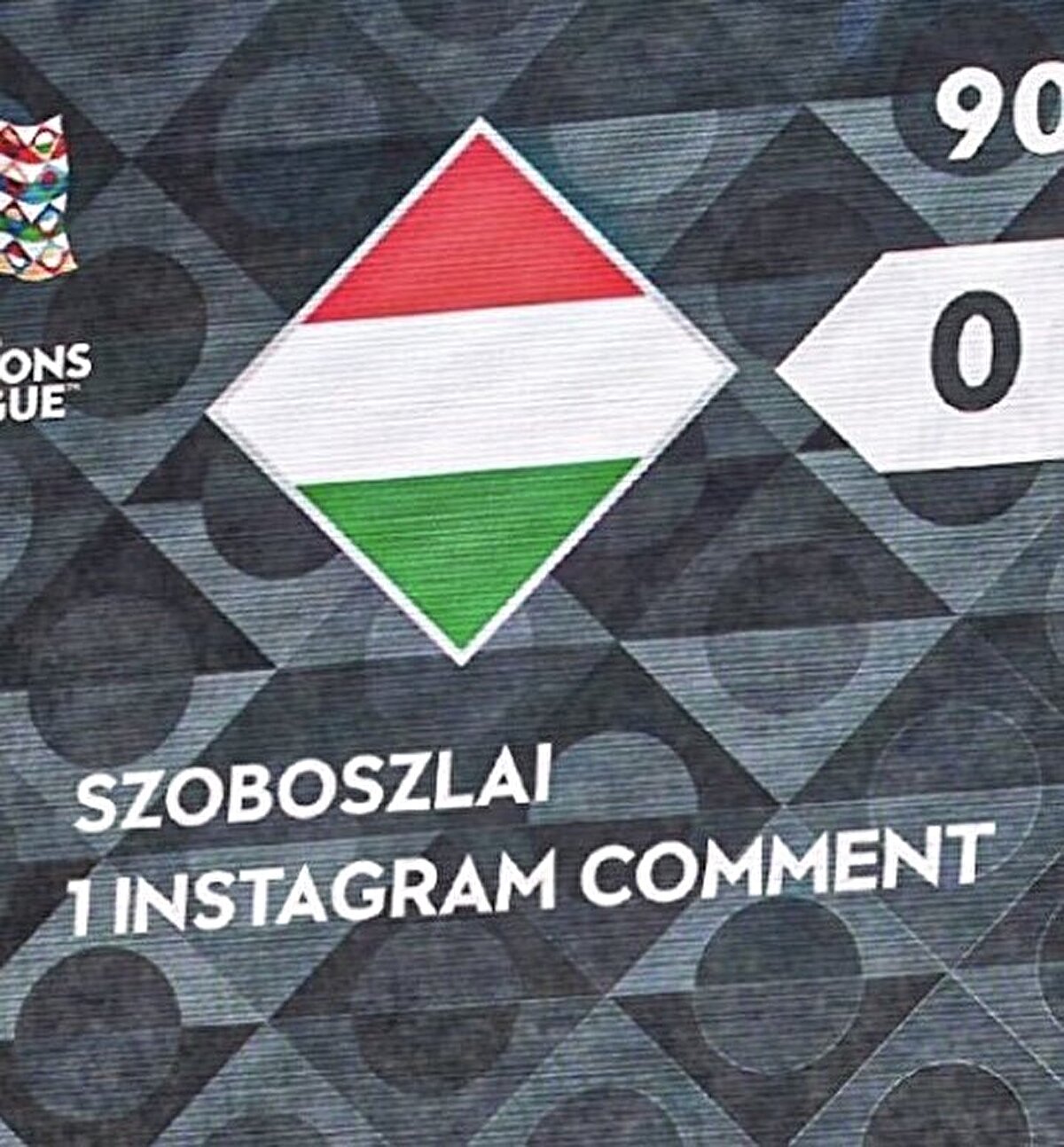 Ayrıca skorbord'da yer alan Macaristan Milli Takımı logosunun altında "1 tane Szoboslai yorumu" yazısı dikkatlerden kaçmadı