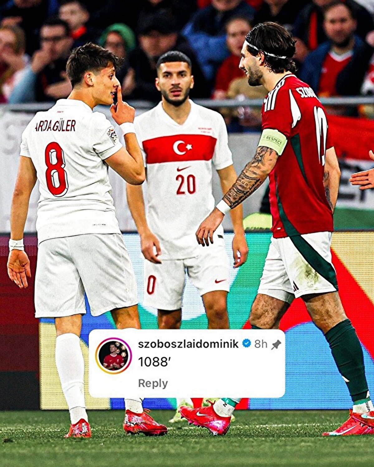 Macar oyuncu karşılaşma sonrası Arda Güler’in bulunduğu bir paylaşıma “1088 dakika” yorumunu yazdı.