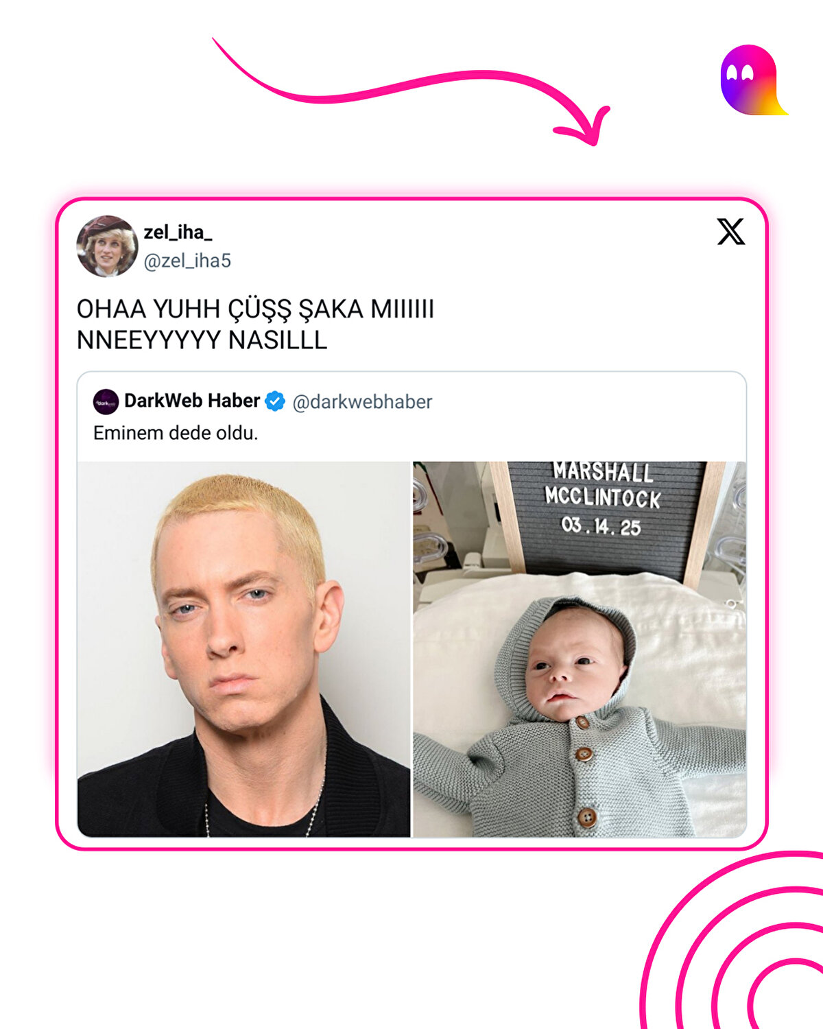 Eminem'in dede olmasına Twitter kullanıcılarının tepkileri