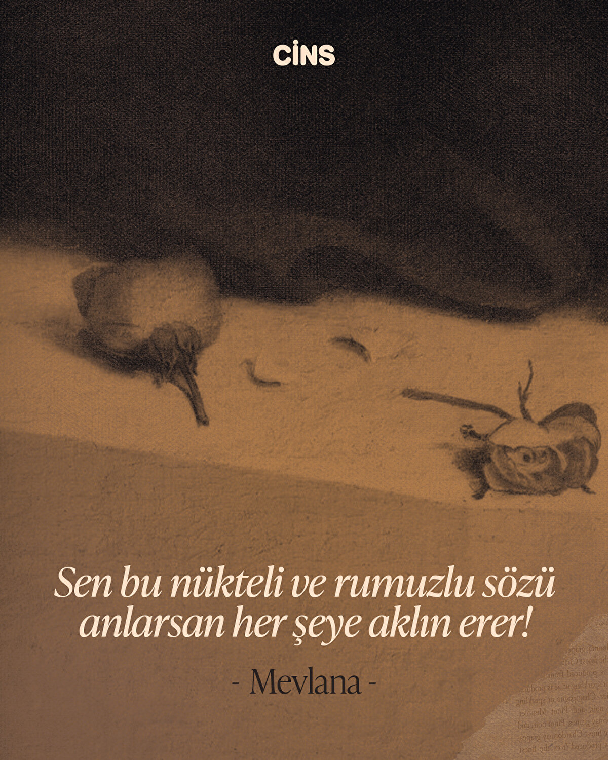 Sen bu nükteli ve rumuzlu sözü anlarsan her şeye aklın erer!<br>Mevlana