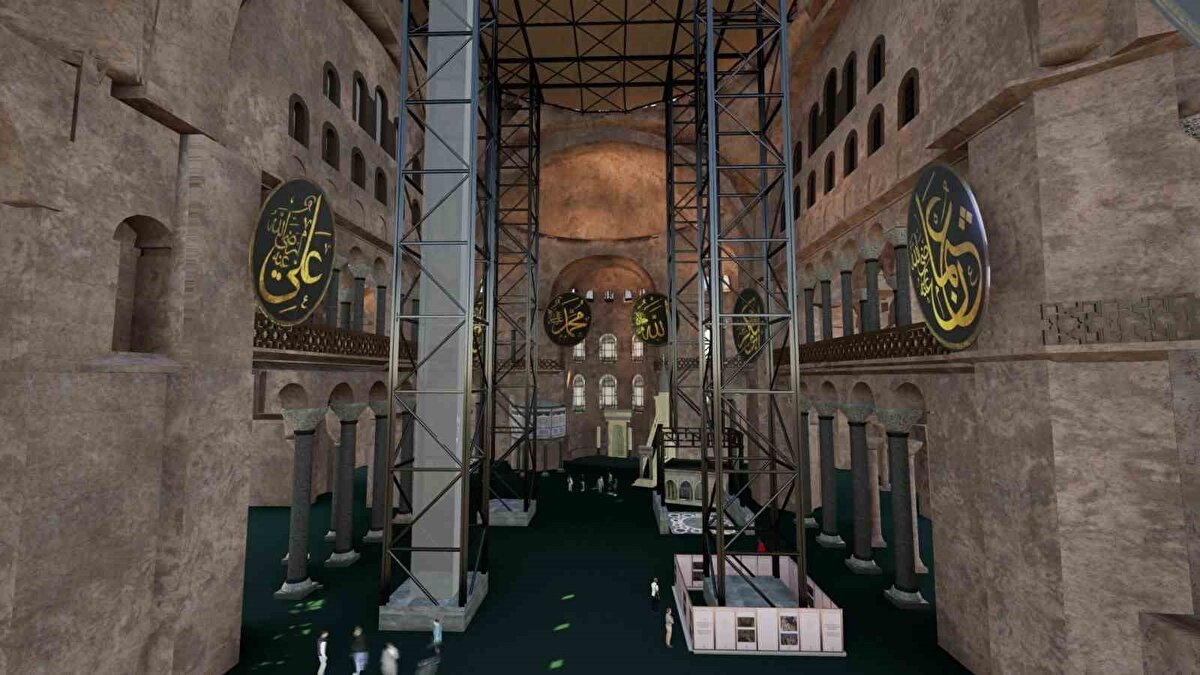 "Kurşun kaplamalar sökülerek onarılacak veya yenilenecek. Hava koşullarından etkilenmemesi ve mozaiklerin korunması amacıyla kubbe geçici olarak çelik konstrüksiyon ve özel branda ile kapatılacak.