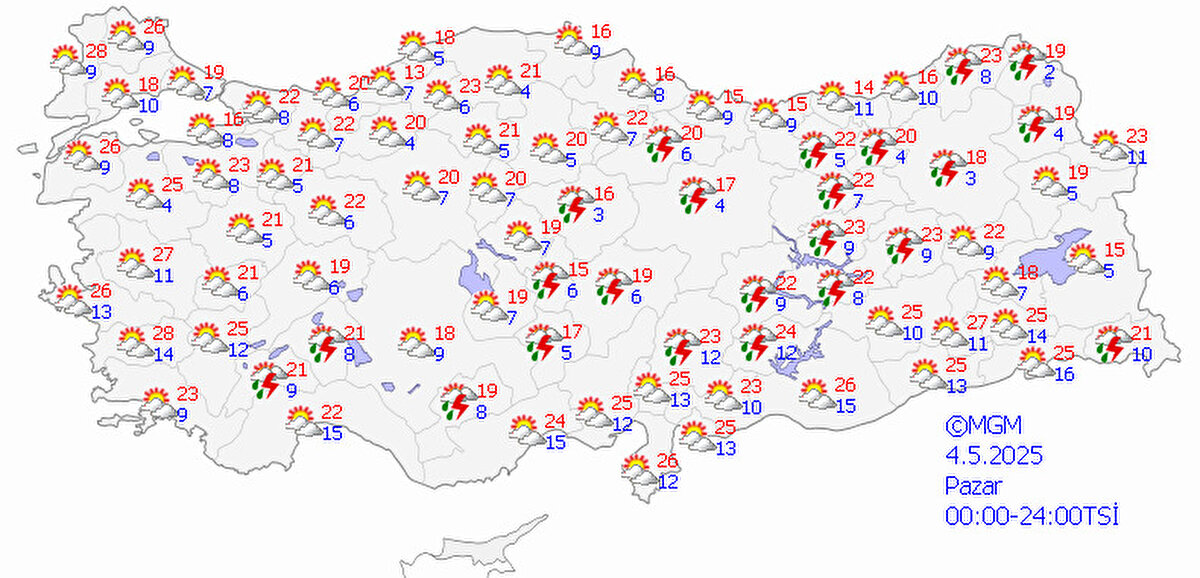 Yarın ise 5 büyük kentte de güneş görülecek.<br><br>İstanbul 21, Ankara 20, İzmir 26, Bursa 23 derece.<br><br>Antalya'da kısa süreli yerel yağmur geçişi olabilir.