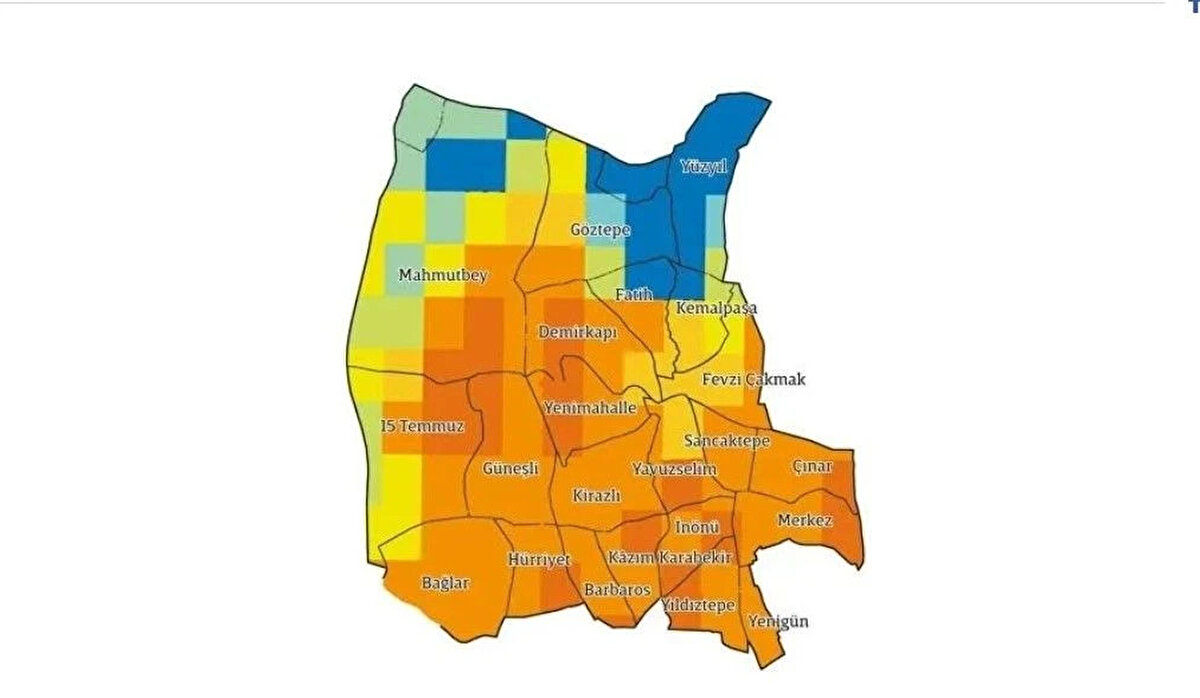 BAĞCILAR<br><br>Bağcılar’daki binaların ortalama %39’u hasar görmeyecek, %36’sı hafif, %19’u orta, %4’ü ağır, %2’si çok ağır hasar görecek. 10 bin 600 binanın orta ve üstü seviyede hasar göreceği tahmin ediliyor. Hasarsız ya da hafif hasarlı bina sayısı 32 bin olarak hesaplanıyor. Acil barınma ihtiyacı yaşayacak kişi sayısı 178 bin 600.
