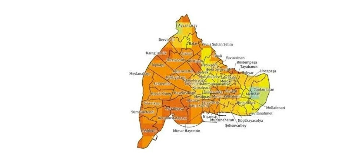 FATİH<br><br>Fatih’teki binaların %28’i hasar görmeyecek, %36’sı hafif, %23’ü orta, %8’i ağır, %5’i çok ağır hasar görecek. 15 bin 500 bina, toplam yapı stoğunun %36’sı orta ve üst düzeyde hasar görecek. Yaklaşık 28 bin binanın ise hasarsız veya hafif hasarlı olması bekleniyor. 140 bin kişi acil barınma ihtiyacı yaşayacak.