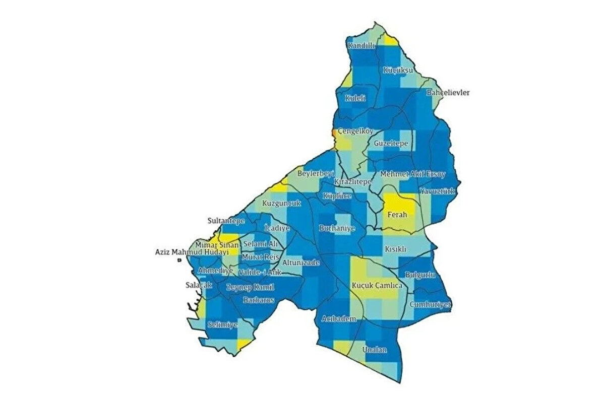 ÜSKÜDAR<br><br>Üsküdar’daki binaların %67’si hasar görmeyecek, %23’ü hafif, %8’i orta, %1.5’i ağır, %0.5’i çok ağır hasar görecek. İlçedeki binaların %10’unun (yaklaşık 4 bin bina) orta ve üstü seviyede hasar göreceği tahmin edilirken, yaklaşık 37 bin 800 binanın ise hasarsız veya hafif hasarlı olması bekleniyor. 45 bin 300 kişi acil barınma ihtiyacı yaşayacak.